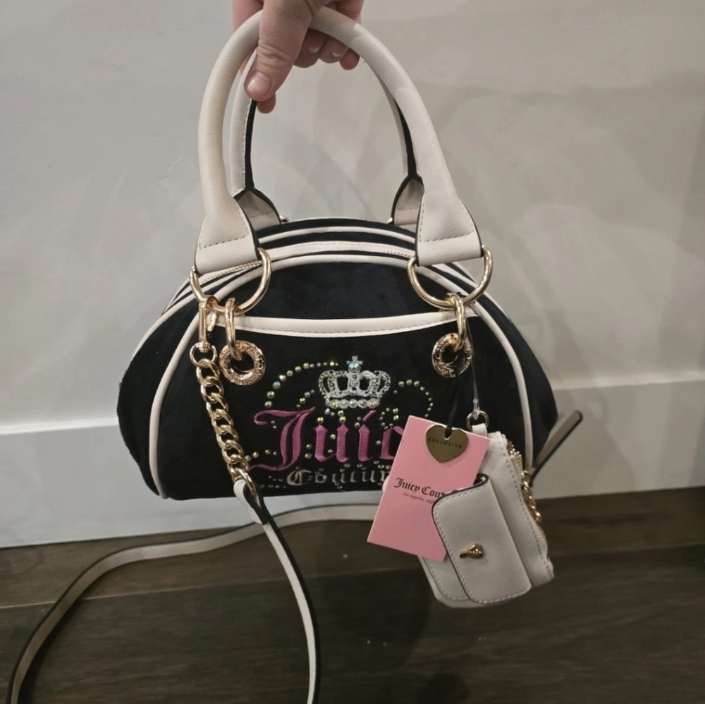 JUICY COUTURE Velour "Dreamy Juicy" Satchel Bag NWT With Chain Purse